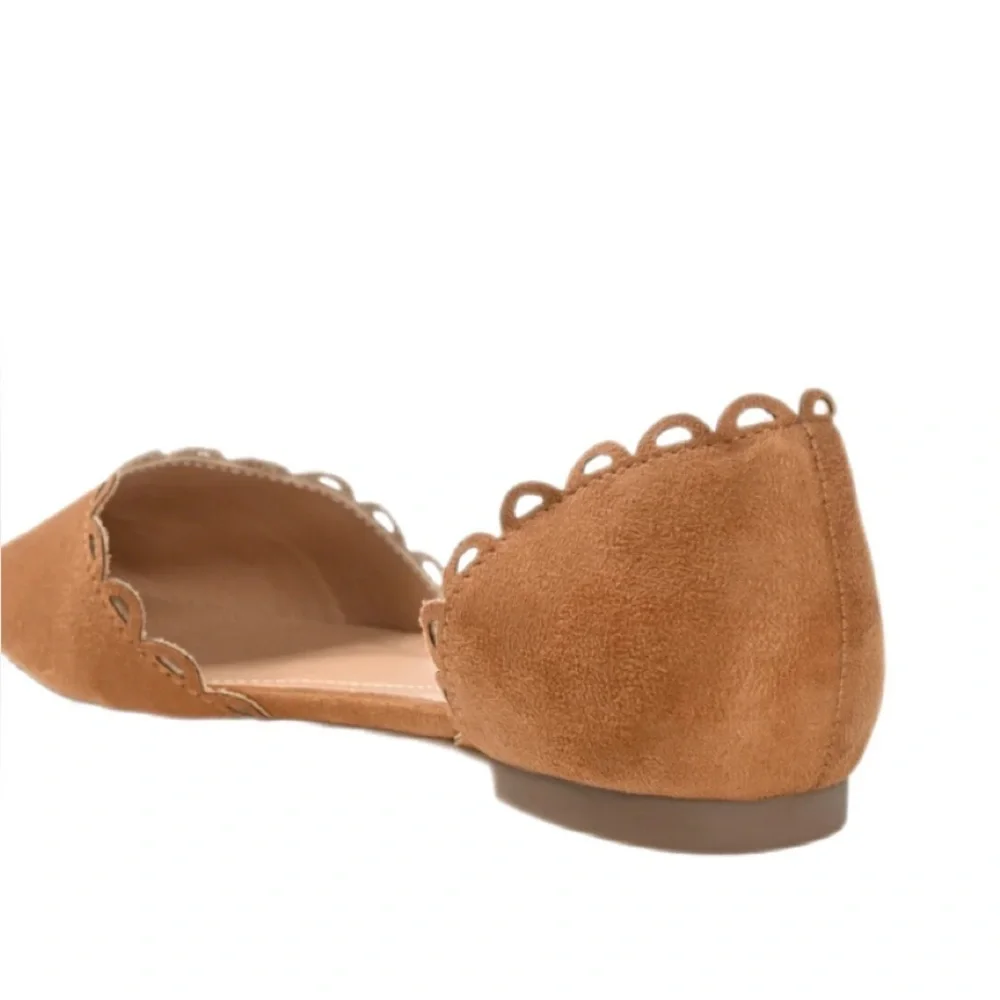 Journee Collection Jezlin Cognac Brown Faux Suede D’Orsay Flats NWT
